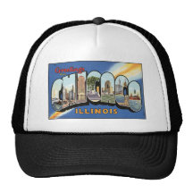 Greetings From Chicago Vintage Postcard Hats