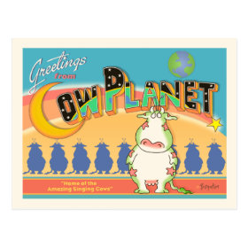 GREETINGS FROM COW PLANET POSTCARD