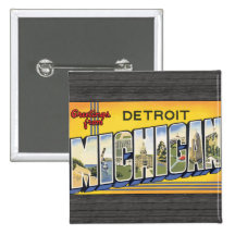 Greetings From Detroit Michigan, Vintage Buttons