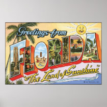 Greetings From Florida "The Land Of Sunshine", Vin Print