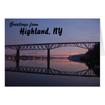 Greetings from, Highland, NY sunset card cards