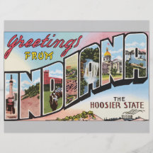 Greetings From Indiana The Hoosier State, Vintage Full Color Flyer