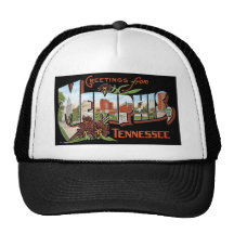 Greetings from Memphis, Tennessee! Retro Post Card Mesh Hat