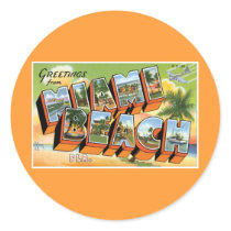 Greetings from Miami Beach, Florida! Round Sticker
