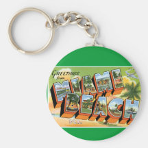 Greetings from Miami Beach Key Chain