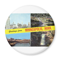 Greetings from Minneapolis 1950s Fridge Magnets