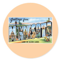 Greetings from Minnesota! Round Sticker