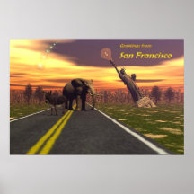 Greetings From San Francisco? elephant donkey Posters