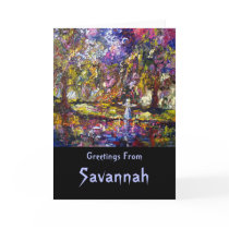 savannah, georgia, ghosts, spirits, bird girl, garden, parks, purple, pink, blue, travel, stories, myths, history, legends, water, landscape, ginette, fine art, art, paintings, oil paintings, oil, Card with custom graphic design