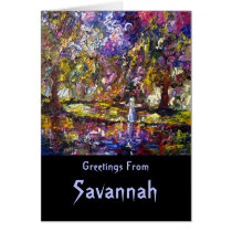 savannah, georgia, ghosts, spirits, bird girl, garden, parks, purple, pink, blue, travel, stories, myths, history, legends, water, landscape, ginette, fine art, art, paintings, oil paintings, oil, Card with custom graphic design