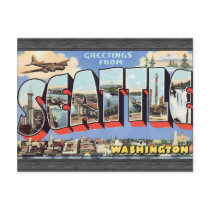 Greetings From Seattle Washington, Vintage Post Card
