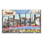 Greetings From Seattle Washington, Vintage Rectangular Stickers