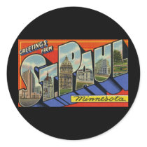 Greetings from St. Paul Minnesota Round Stickers