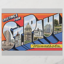 Greetings From St. Paul Minnesota, Vintage Custom Flyer
