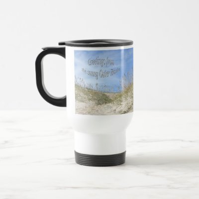 Greetings From Sunny OBX Sea Oats Travel Mug by CarolsCamera
