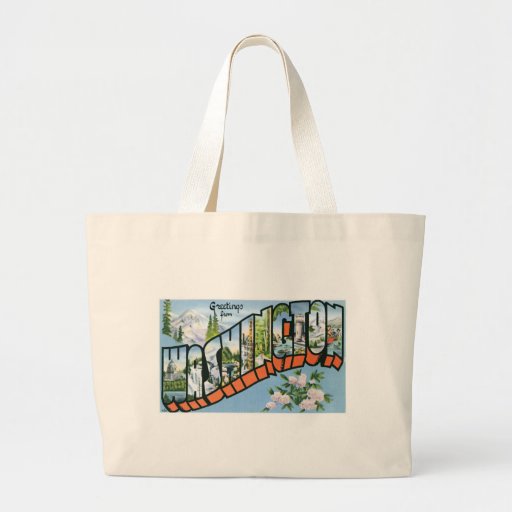 Greetings from Washington state! Vintage Post Card Tote Bags Greetings from Washington state! Vintage Post Card Tote Bags