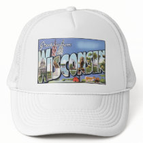 Greetings From Wisconsin Vintage Postcard Trucker Hat