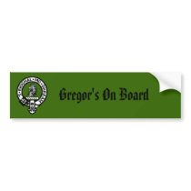 Gregor Badge, Gregor's On Board bumper stickers by 1MacGrandma Gregor Badge, Gregor's On Board bumper stickers