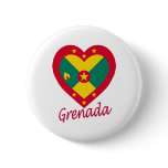 Grenada Flag Heart Pinback Buttons