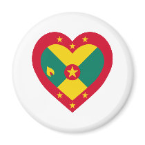 Grenada Flag Heart Magnet