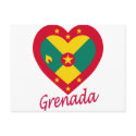 Grenada Flag Heart postcards