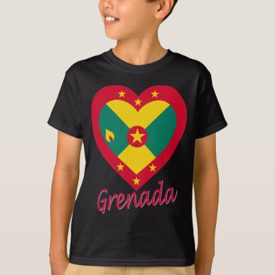 Flag of Nations : Grenada Flag Heart T Shirts