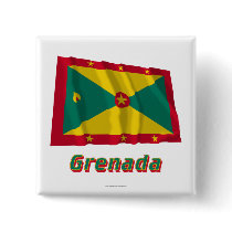Grenada Waving Flag with Name Button