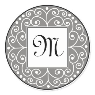 Grey And Black Monogram Sticker sticker