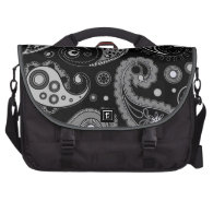Grey and black paisley pattern design laptop computer bag