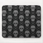 Grey and Black Sugar Skull Pattern Mousepads