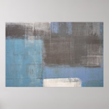 Grey and Blue Abstract Art Galaxy Poster Print