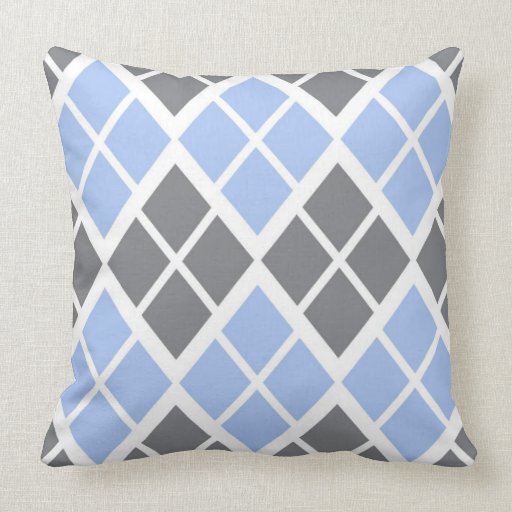 Grey and Blue Argyle Throw Pillow Zazzle