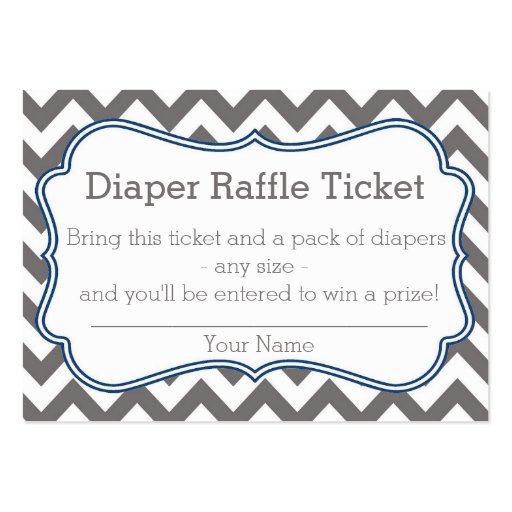 Grey and Blue Chevron Diaper Raffle Ticket Business Cards (front side)
