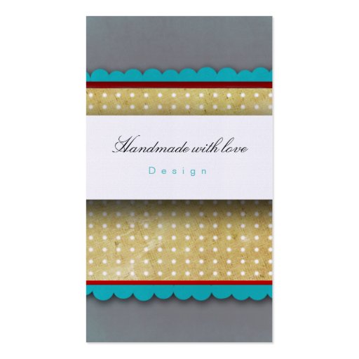 Grey and blue polka dots Business Cards (front side)