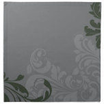 Grey and Dark Green Damask napkins