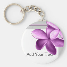 Grey and Eggplant Plumeria Keychains