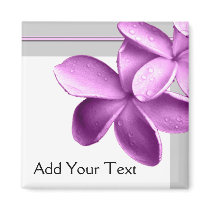 Grey and Eggplant Plumeria Refrigerator Magnets