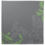 Grey and Green Damask napkins