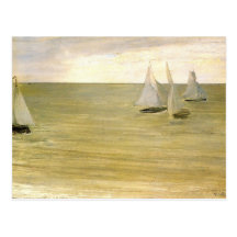 Grey and green the silver sea by Whistler Postcard