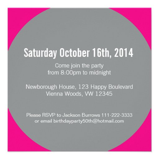 Grey and pink 50th FIVEOH! photo birthday invite