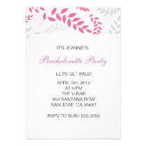 Grey and Pink Ferns Foliage Bachelorette Party invitations