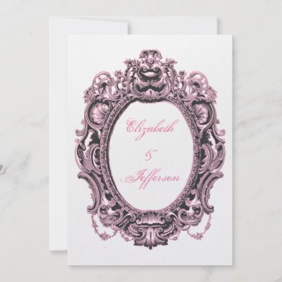 Grey and Pink Vintage Frame Wedding Invitations by AnElegantAffair