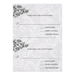 Grey and Red Damask Swirl RSVP Postcard Custom Invite