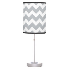 Grey and White Chevron Stripe Desk Lamp