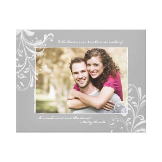 Grey and White Floral Photo Template Picture Gallery Wrapped Canvas