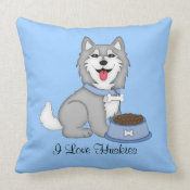 Grey and White Husky (Boy) throwpillow