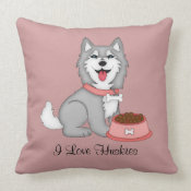 Grey and White Husky (Girl) throwpillow