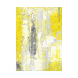Grey and Yellow Abstract Art Canvas Print