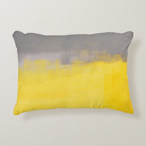 Grey and Yellow Abstract Art Pillow Accent Pillow Zazzle