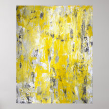 Grey and Yellow Abstract Art Poster